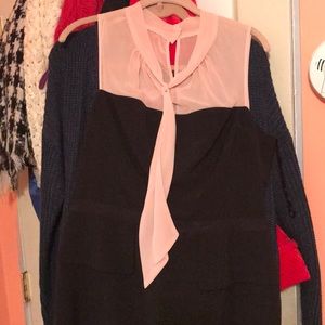 Black and pink short sleeve dress